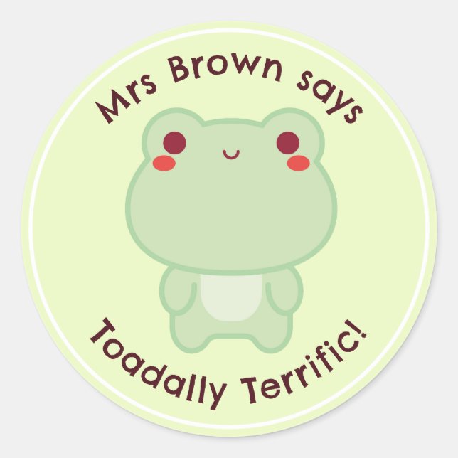 Pun Reward Stickers Frog Teacher Personalised (Front)