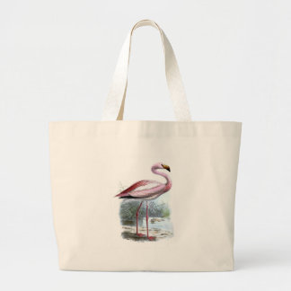 Puna Flamingo Vintage Illustration Large Tote Bag
