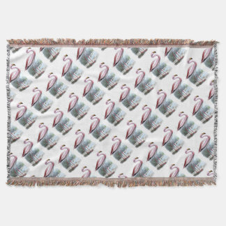 Puna Flamingo Vintage Illustration Throw Blanket