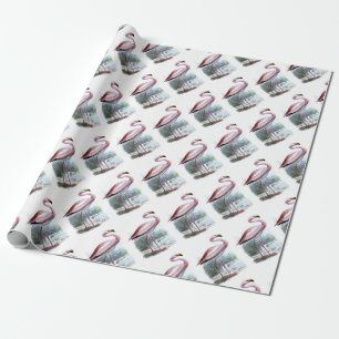 Puna Flamingo Vintage Illustration Wrapping Paper