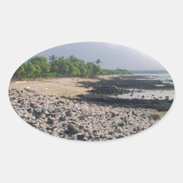 Punaluʻu Black Sand Beach Hawaii Big Island Oval Sticker (Front)