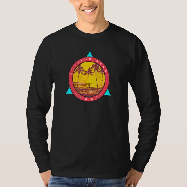 Punaluu Beach Hawaii Palm Trees Sunset T-Shirt (Front)
