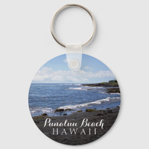 Punalu'u Black Sand Beach Hawaii Key Ring