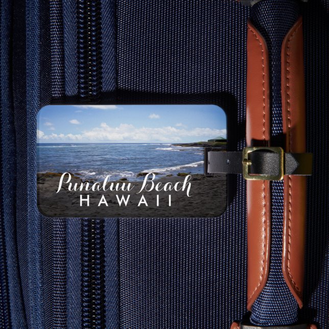 Punalu'u Black Sand Beach Hawaii Luggage Tag (Front Insitu 4)