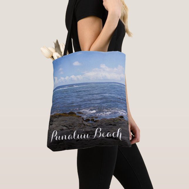 Punaluu Black Sand Beach Hawaii Tote Bag (Close Up)