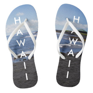 Punalu'u Black Sand Beach Hawaii w/ Text Jandals