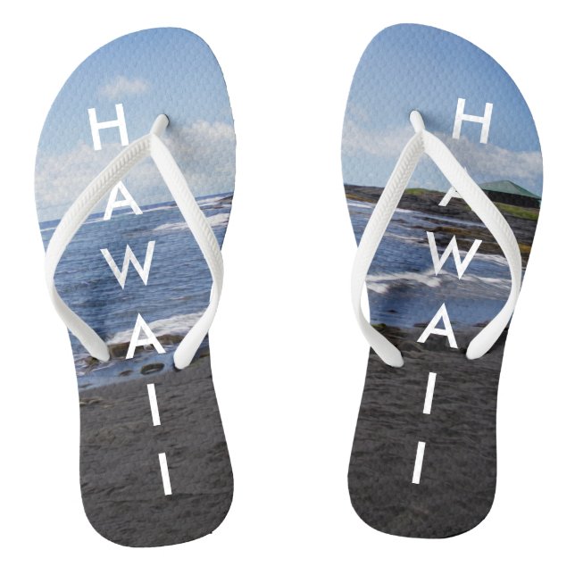 Punalu'u Black Sand Beach Hawaii w/ Text Jandals (Footbed)