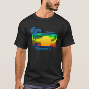 Punaluu Hawaii Retro Tropical Beach Sunset T-Shirt