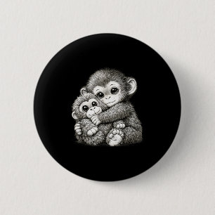 Punch a monkey with teddy bear cuddling meme 6 cm round badge