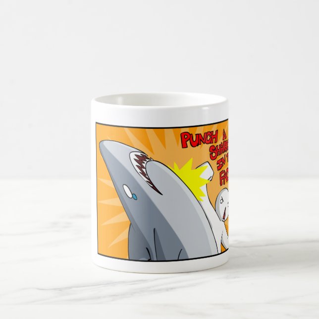 Punch a shark in the face coffee mug (Center)