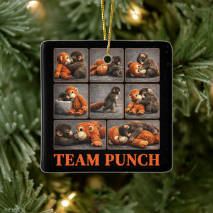 Punch Baby Monkey Ceramic Ornament