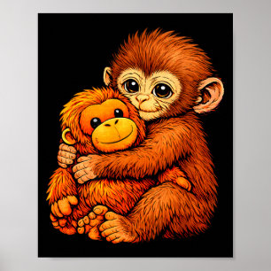 Punch baby monkey funny animal poster
