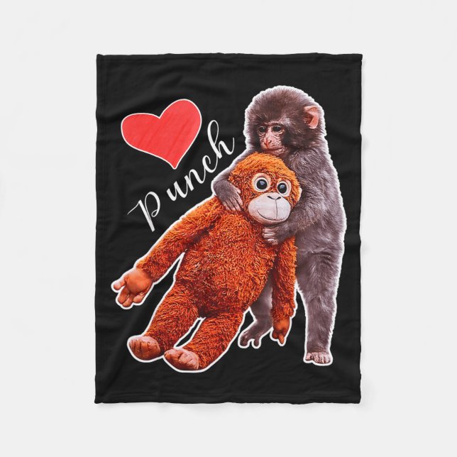 Punch baby monkey meme  fleece blanket (Front)