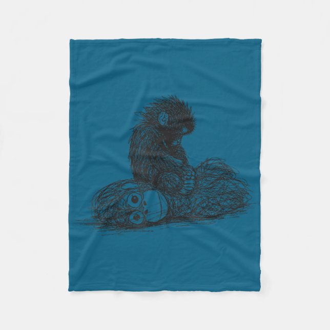 Punch baby monkey plush toy  fleece blanket (Front)