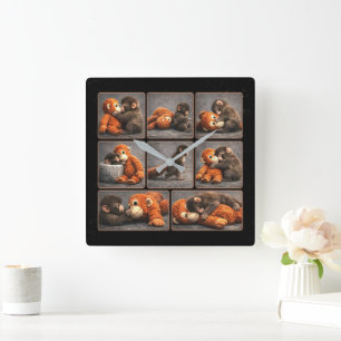 Punch Baby Monkey Square Wall Clock