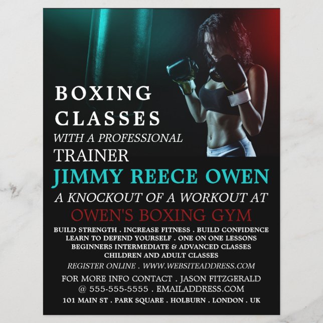 Punch Bag, Boxing Class Advert Flyer (Front)