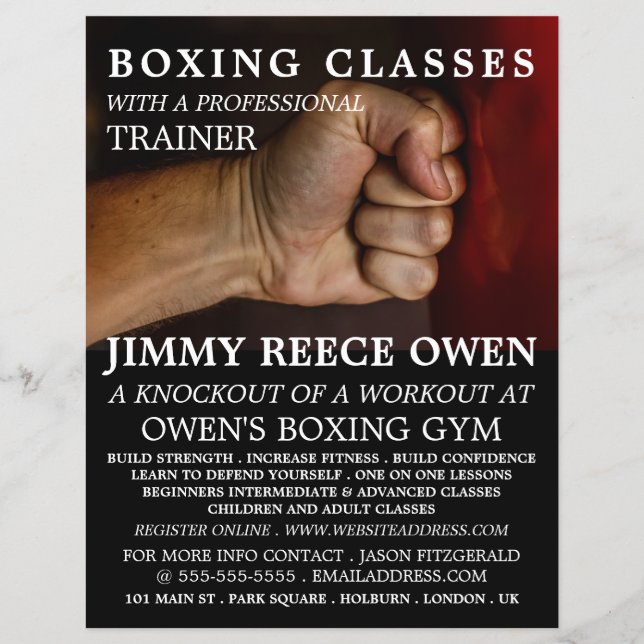 Punch Bag, Boxing Class Advert Flyer (Front)