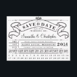 Punch Card Vintage Ticket Banner Save the Date<br><div class="desc">Inspired by train and transportation tickets from the early 1900s, this wedding save the date card is a fun and unique way to encourage guests to mark their calendars for your big day! Day, Month and Date sections can be 'punched-out' with a standard hole punch. Customise with your names and...</div>