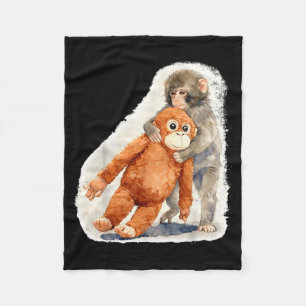 Punch Cute Baby Monkey Orangutan Stuffed Toy Fleece Blanket