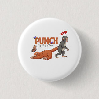Punch‑kun & Plush Monkey – Kawaii for Kids 3 Cm Round Badge