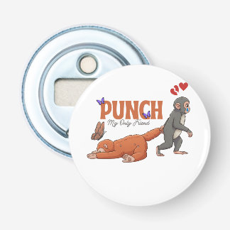 ‏Punch‑kun & Plush Monkey – Kawaii for Kids Bottle Opener