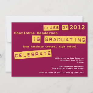Punch label red graduation class of invitation