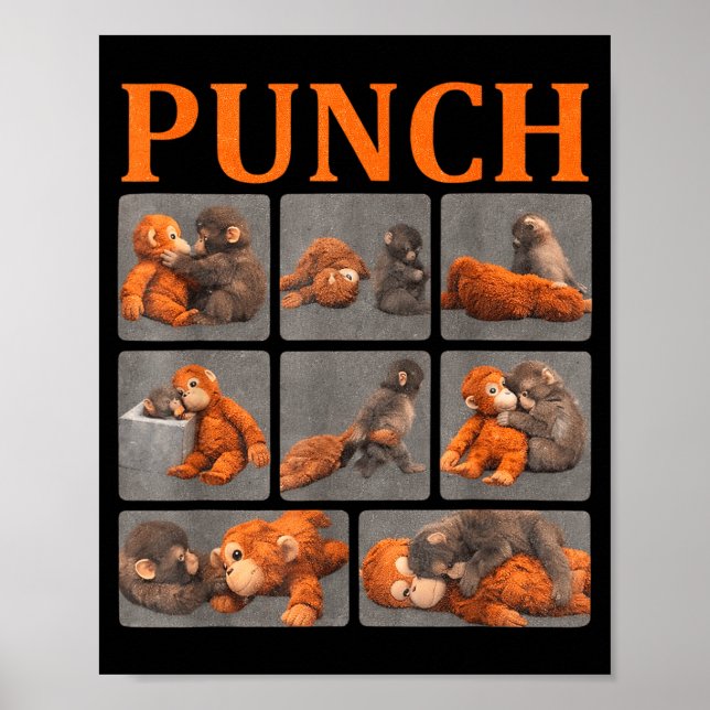 Punch monkey cute baby funny animal  poster (Front)