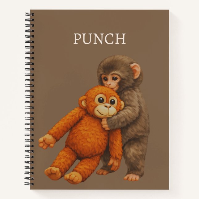 Punch Monkey Funny Notebook | Cute Cartoon Monkey (Front)