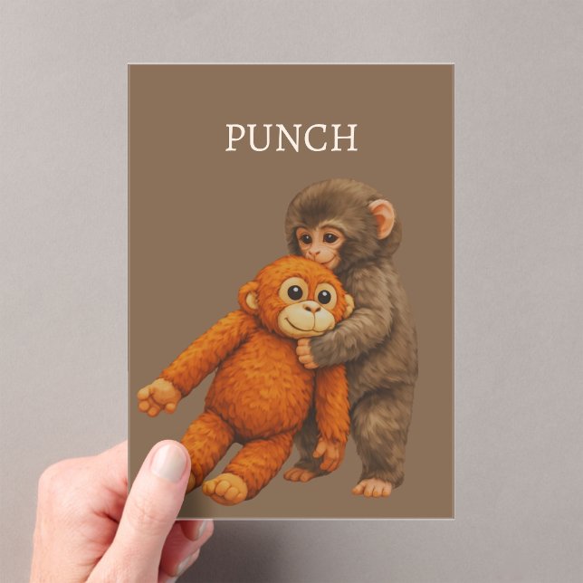 Punch Monkey Funny Notebook | Cute Cartoon Monkey Acrylic Invitations (Insitu (Handheld))