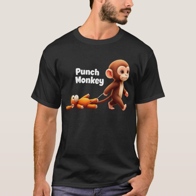 Punch Monkey Viral Cute Graphic T-Shirt (Front)