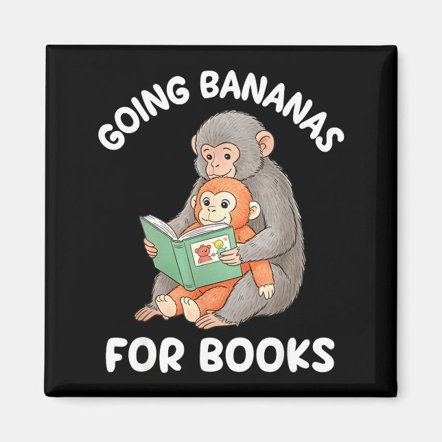 Punch monkey with book funny national reading magnet (Front)