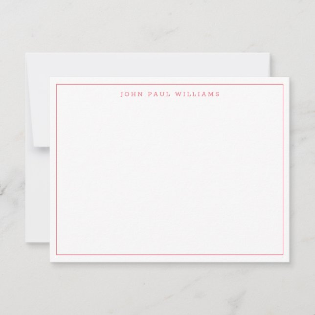 Punch Pink Simple Modern Professional Thin Border Card (Front)