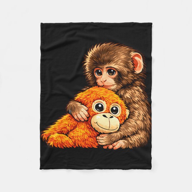 Punch team punch cute baby monkey  fleece blanket (Front)