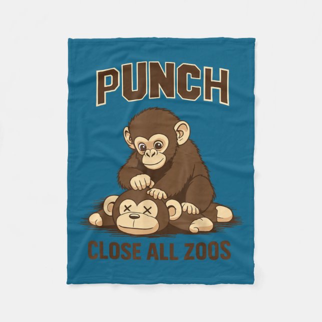 Punch the baby monkey japan funny meme  fleece blanket (Front)
