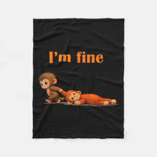 Punch the monkey cuddling stuffed animal meme fleece blanket