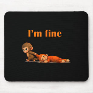 Punch the monkey cuddling stuffed animal meme mouse pad