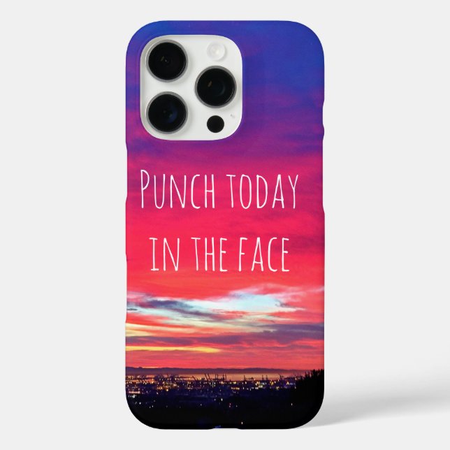 Punch Today in Face Hot Pink Blue Coastal Sunset Case-Mate iPhone Case (Back)