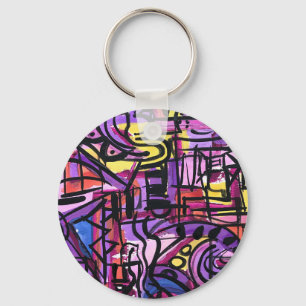 Punchbowl-Bold Colourful Hand Painted Abstract Art Key Ring