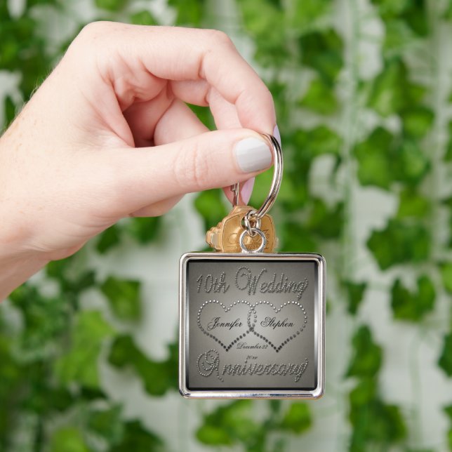 Punched Tin 10 Year Anniversary Key Ring (Hand)