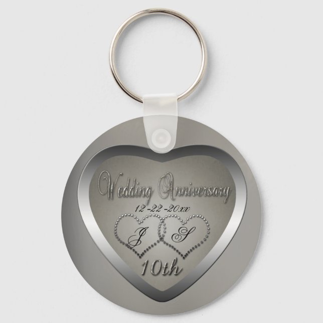 Punched Tin 10 Year Anniversary Key Ring (Front)