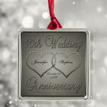 Punched Tin 10 Year Anniversary Square Ornament<br><div class="desc">The traditional gift of the 10 Year Wedding Anniversary is tin.  In keeping with that tradition,  we have created our Punched Tin Look 10th Wedding Anniversary Premium Square Keepsake Ornament.  Please note that all embellishments are digitally created to appear realistic.</div>