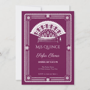 Punched Tin Lace Fan Quince Invitation