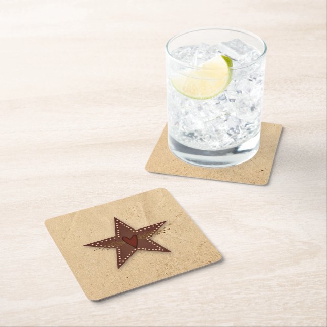Punched Tin Star  Square Paper Coaster (Insitu)
