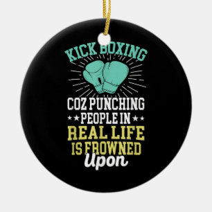 Punching People Is Frowned Upon Funny Sarcastic Ki Ceramic Tree Decoration