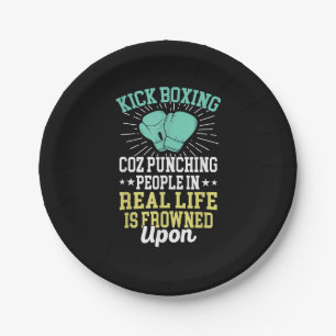 Punching People Is Frowned Upon Funny Sarcastic Ki Paper Plate