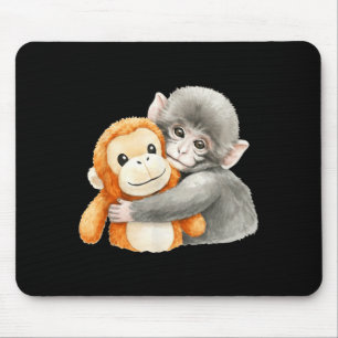 Punchkung the monkey holding plush friend meme mouse pad