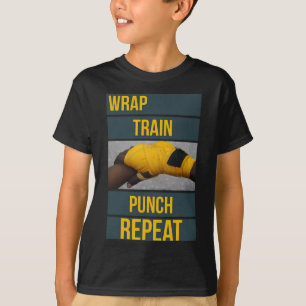 Punchy Graphics Wrap Train Punch Repeat, Boxing Ki T-Shirt