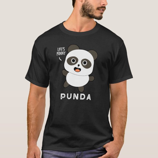 Punda Funny Animal Panda Pun Dark BG T-Shirt (Front)