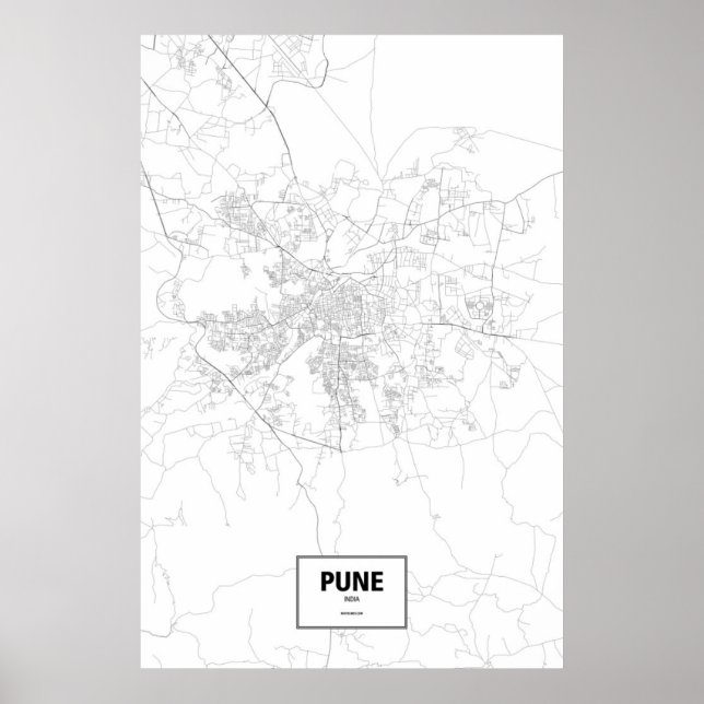 Pune, India (black on white) Poster (Front)