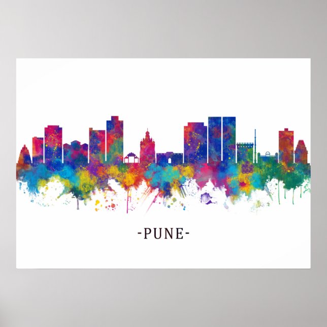 Pune Maharashtra Skyline Poster (Front)